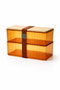 Hermia Set de Cajas de Almacenamiento Ámbar con Tapa de Bambú